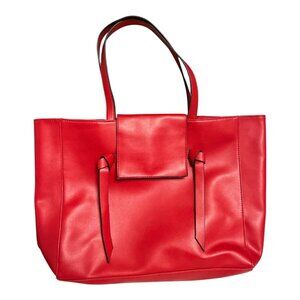 Elizabeth Arden Red Faux Leather Tote Bag – 19x12x4 – Double Handles – 8” Drop –
